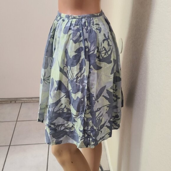 TSE COTTON SILK VOILE FLORAL PRINT MINI SKIRT GATHERED POUF RETRO sz 6 - Picture 4 of 6